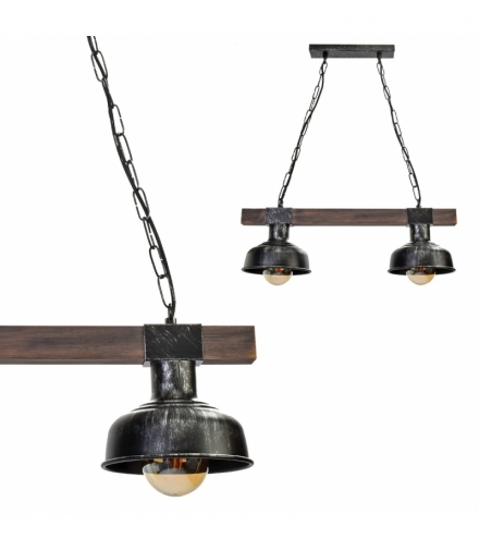 Lampa wisząca FARO BLACK / WOOD 2xE27 60W Eko-Light MLP6242