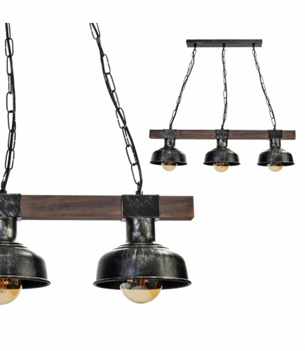 Lampa wisząca FARO BLACK / WOOD 3xE27 60W Eko-Light MLP6243
