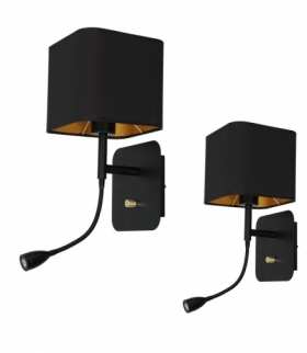 Kinkiet NAPOLI BLACK/GOLD 1xE27 + 1W LED Eko-Light ML6366