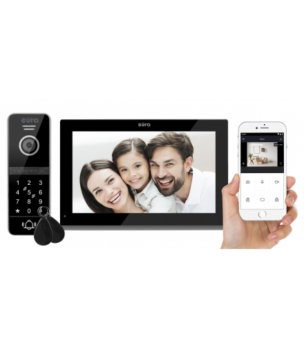 WIDEODOMOFON ''EURA'' VDP-97C5 - czarny, LCD 7'', WiFi, pamięć obrazów, 128GB, czytnik RFID, szyfrator