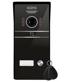 KASETA ZEWNĘTRZNA WIDEODOMOFONU ''EURA'' VDA-61C5 -jednorodzinna, czarna, kamera 1080p., czytnik RFID, natynk