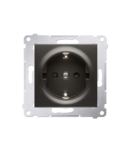 Gniazdo Schuko z przesłonami (moduł) 16A, 250V, szybkozłącza, czarny DGSz1CZ.01/49