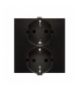 Gniazdo Schuko z przesłonami podwójne 16A, 250V, zaciski śrubowe, czarny DGSz2Z/49