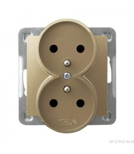 IMPRESJA GP-2YRAZ/m/28 Gniazdo podwójne z uziemieniem , ZŁOTY METALIK