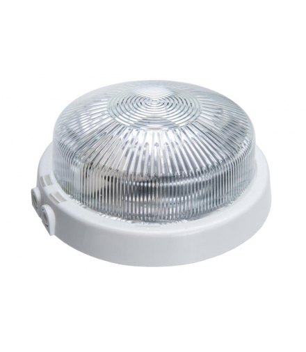 Oprawa RIVA, E27, 100W, biała-polipropylen, 2xdławik, klosz przeźroczysty-szkło, IP44