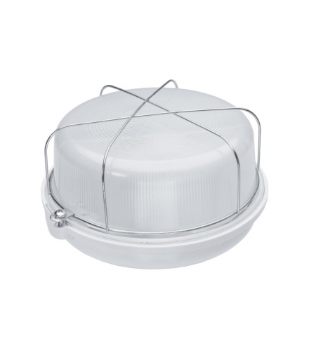 Oprawa SAUNA-7061N, E27, 100W, biała-bakelit, klosz matowy-szkło, IP54, siatka metalowa