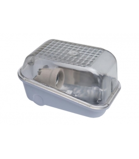 Oprawa SKOŚNA-7041S, E27, 60W, biała-bakelit, klosz przeźroczysty-poliwęglan, IP54, IK10