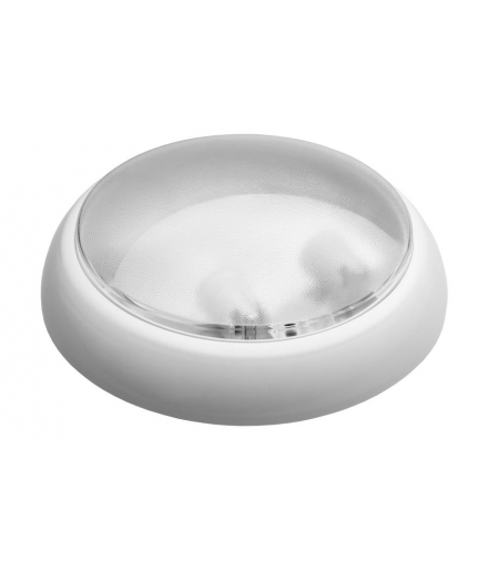 Oprawa KAJKO XL, E27 z mikrofalowym czujnikiem ruchu 24V, 60W, biała-polipropylen, klosz przeźroczysty-poliwęglan, IP44, IK10