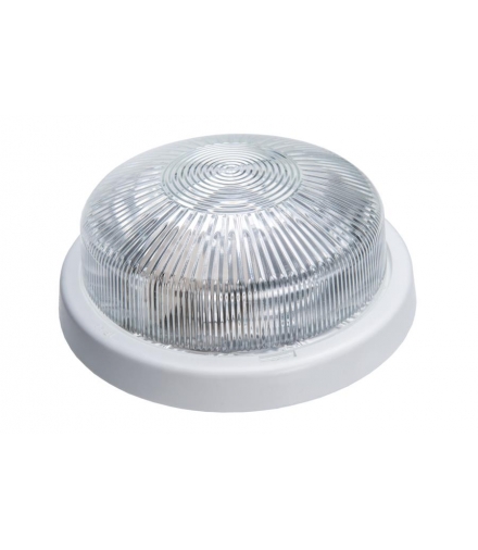 Oprawa STAR, E27 z mikrofalowym czujnikiem ruchu 24V, 60W, biała-polipropylen, klosz przeźroczysty-szkło, IP44