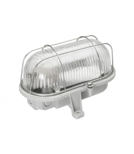 Oprawa kanałowa OVAL-7063T, E27, 100W, czarna-polipropylen, klosz przeźroczysty-szkło, IP44, siatka metalowa