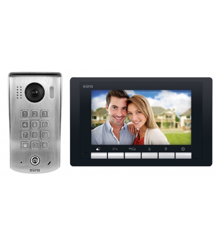 WIDEODOMOFON EURA VDP-60A5/N BLACK 2EASY - jednorodzinny, LCD 7'', czarny, szyfrator mechaniczny, natynkowy