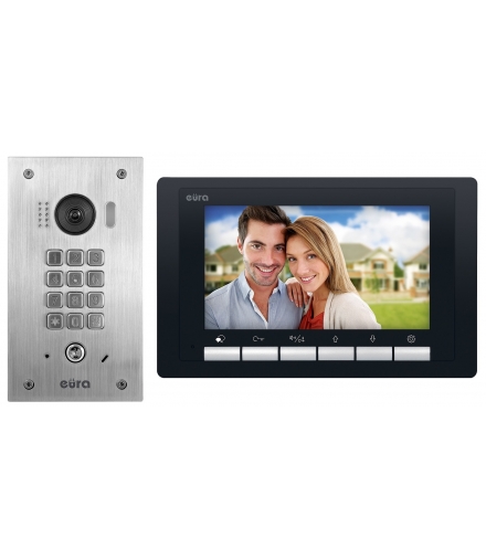 WIDEODOMOFON EURA VDP-60A5/P BLACK 2EASY - jednorodzinny, LCD 7'', czarny, szyfrator mechaniczny, natynkowy