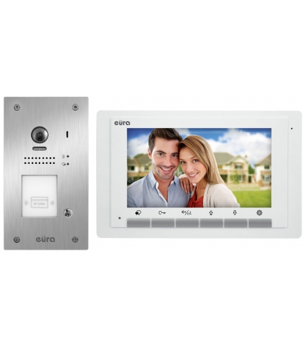 WIDEODOMOFON EURA VDP-61A5/P WHITE 2EASY - jednorodzinny, LCD 7'', biały, RFID, podtynkowy