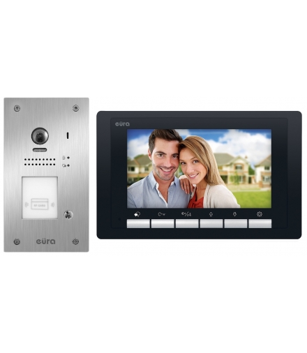 WIDEODOMOFON EURA VDP-61A5/P BLACK 2EASY - jednorodzinny, LCD 7'', czarny, RFID, podtynkowy