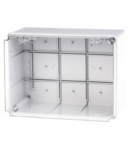 Puszka IP56, wyższa podstawa, przeźroczyste wieczko, 300x220x170mm SCABOX SCAME 686.429