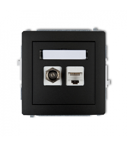 Mechanizm gniazda antenowego poj. typu F (SAT) + gniazda komp. poj. 1xRJ45, kat. 6, 8-stykowy