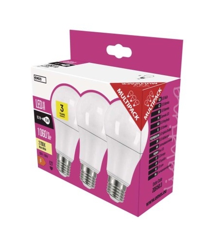 Żarówka LED Classic A60 10,7 W E27 ciepła biel 3PK EMOS Lighting ZQ5150.3