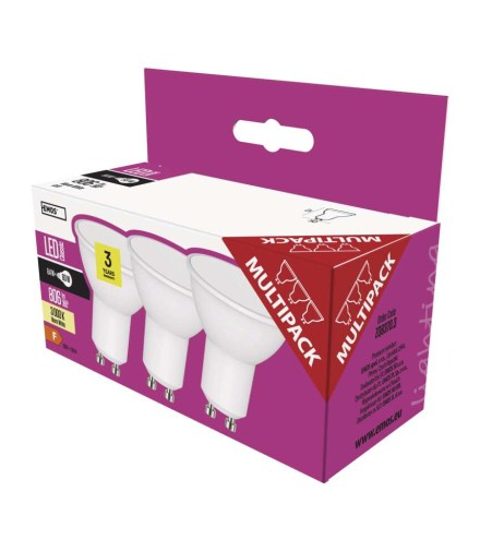 Żarówka LED Classic MR16 8,4W GU10 ciepła biel 3PK EMOS ZQ8370.3