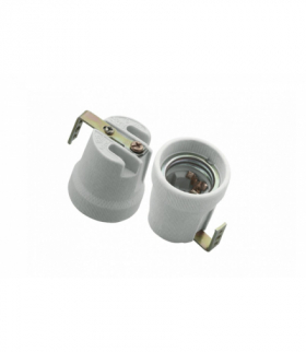 Oprawka ceramiczna E27 z mocowaniem, biała GTV AE-OCEE27-MM