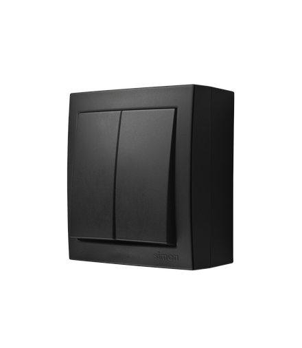 Łącznik schodowy podwójny bryzgoszczelny bez piktogramu czarny mat 10AX ACW6/2/X/49 AquaClick