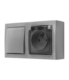 Gniazdo pojedyncze IP44 klapka w kolorze pokrywy łącznik jednobiegunowy bryzgoszczelny szary 16A 10AX ACW1GZ1C/16A AquaClick