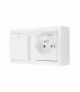Gniazdo podwójne z uziemieniem IP44 z przesłonami torów prądowych klapka w kolorze pokrywy biały 16A ACGZ21CZ/11 AquaClick