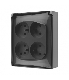 Gniazdo poczwórne z uziemieniem IP44 klapka transparentna szary 16A ACGZ4C/16A AquaClick