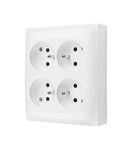Gniazdo poczwórne z uziemieniem w wersji IP20 biały 16A ACGZN4/11 AquaClick