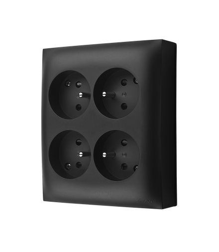 Gniazdo poczwórne z uziemieniem w wersji IP20 czarny mat 16A ACGZN4/49 AquaClick