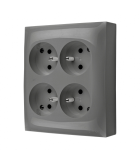 Gniazdo poczwórne z uziemieniem w wersji IP20 z przesłonami torów prądowych szary 16A ACGZN4Z/16 AquaClick