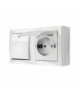 Łącznik jednobiegunowy bryzgoszczelny gniazdo pojedyncze Schuko IP44 klapka w kolorze biały 16A 10AX ACW1GSZ1C/11 AquaClick