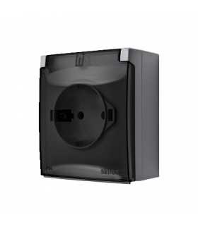 Gniazdo pojedyncze Schuko IP44 klapka transparentna szary 16A ACGSZ1C/16A AquaClick
