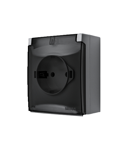 Gniazdo pojedyncze Schuko IP44 klapka transparentna szary 16A ACGSZ1C/16A AquaClick