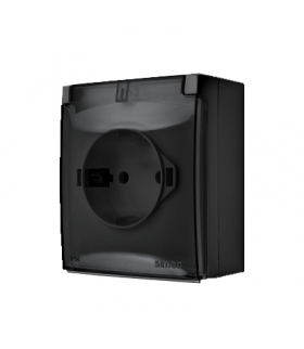 Gniazdo pojedyncze Schuko IP44 klapka transparentna czarny mat 16A ACGSZ1C/49A AquaClick