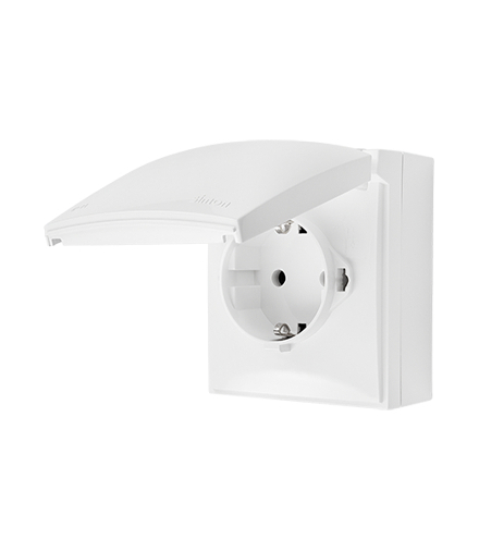 Gniazdo pojedyncze Schuko IP44 klapka w kolorze pokrywy biały 16A ACGSZ1C/11 AquaClick