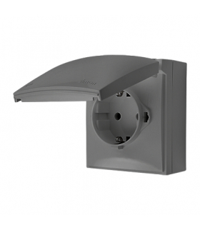 Gniazdo pojedyncze Schuko IP44 klapka w kolorze pokrywy szary 16A ACGSZ1C/16 AquaClick