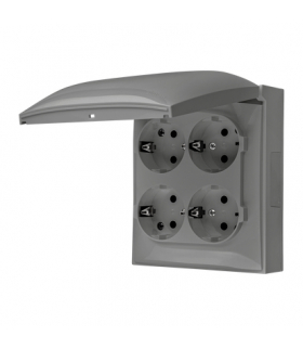 Gniazdo poczwórne SchukoIP44 klapka w kolorze pokrywy szary 16A ACGSZ4C/16 AquaClick