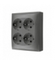Gniazdo poczwórne Schuko w wersji IP20 szary 16A ACGSZN4/16 AquaClick