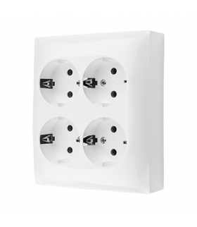 Gniazdo poczwórne Schuko w wersji IP20 biały 16A ACGSZN4C/11 AquaClick
