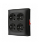 Gniazdo poczwórne Schuko w wersji IP20 z wbudowanym wyłącznikiem czarny mat 16A ACGSZN4W1/49 AquaClick