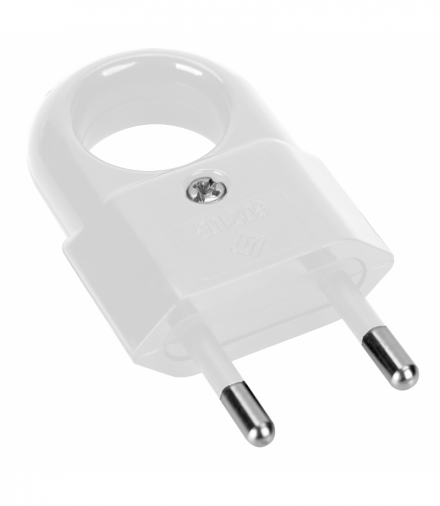 Wtyczka płaska bez uziemienia z oczkiem, 10A, biała Orno OR-AE-1316/W