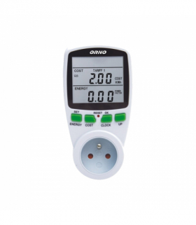 Dwutaryfowy watomierz, kalkulator energii, wersja schuko Orno OR-WAT-408(GS)