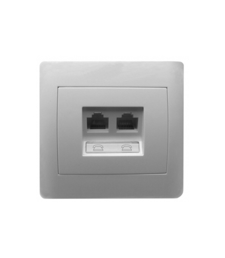 Gniazdo telefoniczne podwójne, tytan Orno OR-B74-T