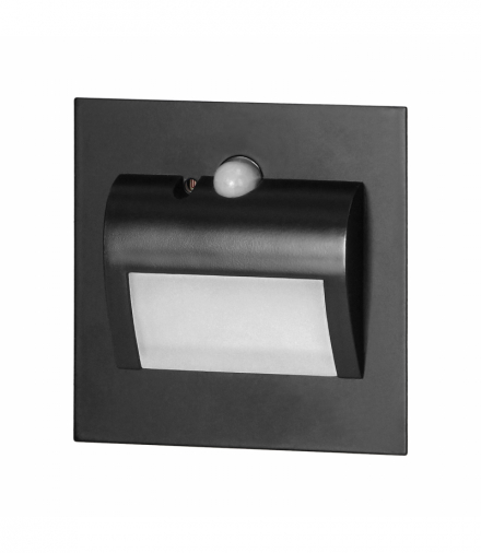 DRACO LED NEW 1,5W, oprawa schodowa podtynkowa, 12VDC, 30lm, 6000K, czarny, czujnik ruchu i zmierzchu Orno AD-OS-6164LR6/B