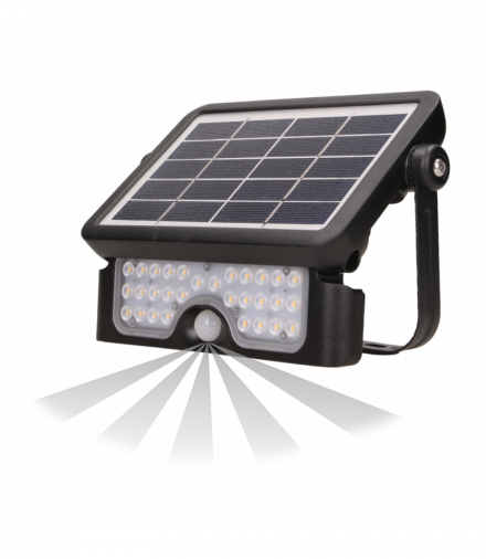 LUX LED 5W, naświetlacz solarny z czujnikiem ruchu 500lm, IP65, 4000K, 2x1500mAh, czarny Orno AD-SL-6108BLR4