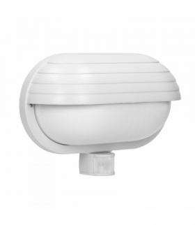 MUSAM, oprawa ogrodowa z czujnikiem ruchu 180°, 1x60W, E27, IP44, z przesłoną, plastik, biała Orno LF-1/W