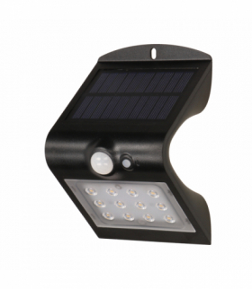 SILOE LED 1,5W, lampa solarna z czujnikiem ruchu 120st, 190lm, IP65, 4000K, 1200mAh, podwójne źródło światła, czarna Orno AD-SL-