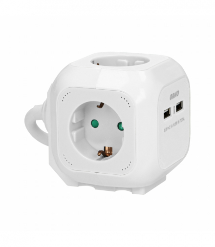 Przedłużacz 4 krotny 2P+Z (Schuko), ładowarka 2xUSB, 1,4m H05VV-F 3x1,5mm2, biały Orno OR-AE-13144(GS)/W