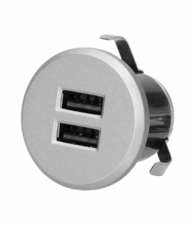 Ładowarka 2XUSB 3,4A, wpuszczana w blat, srebrna Orno OR-GM-9019/G