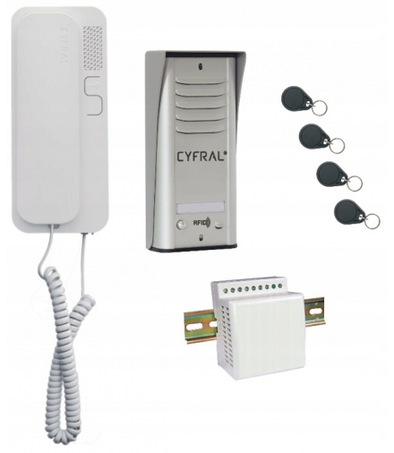 DOMOFON ''CYFRAL'' 'COSMO' zestaw 1-lokatorski srebrny